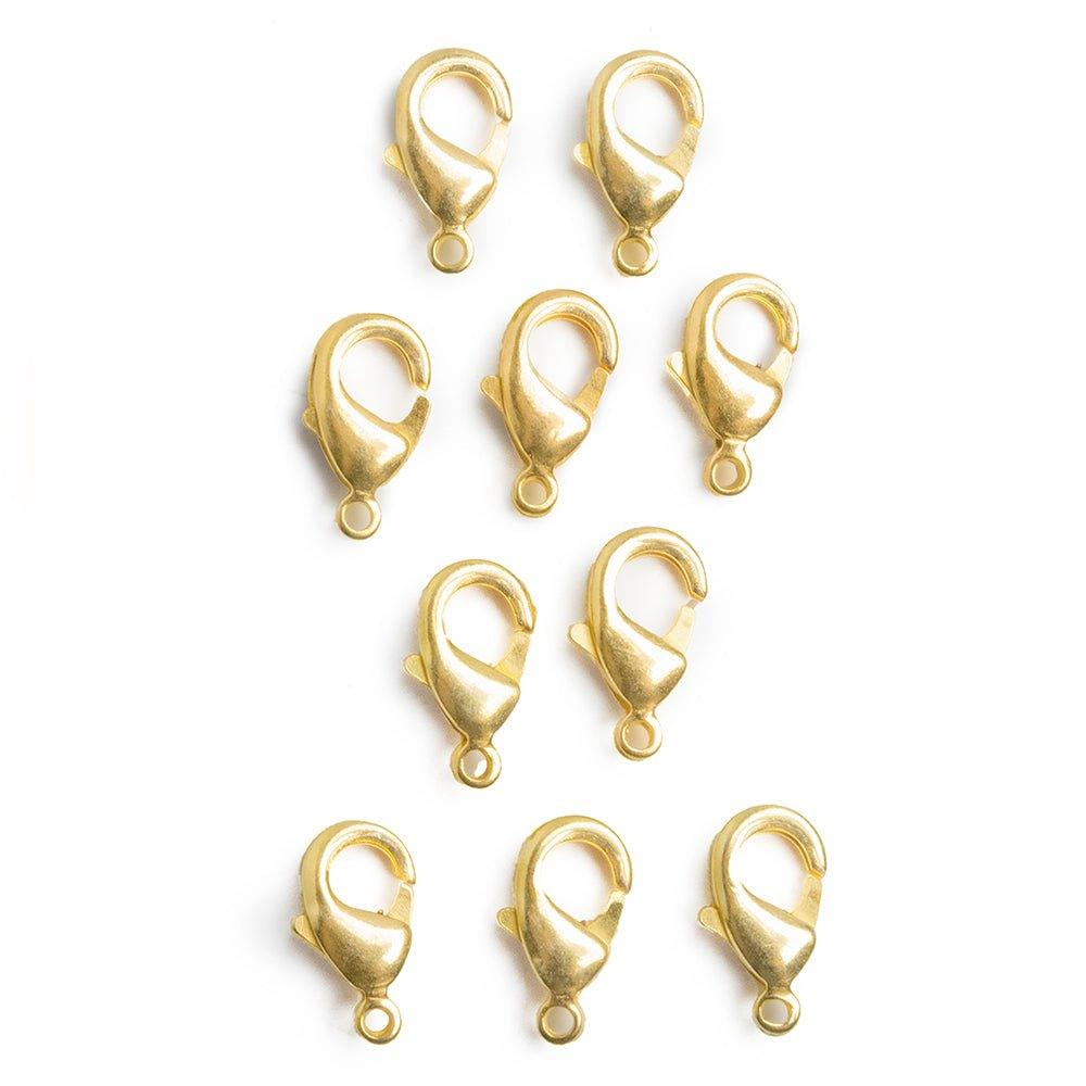 10mm 22kt Gold plated Lobster Clasp Set of 10 - The Bead Traders