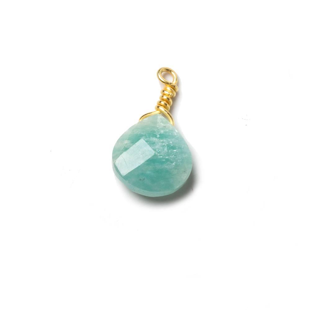 10mm Amazonite heart Vermeil Wire Wrapped Focal Bead 1 pc - The Bead Traders