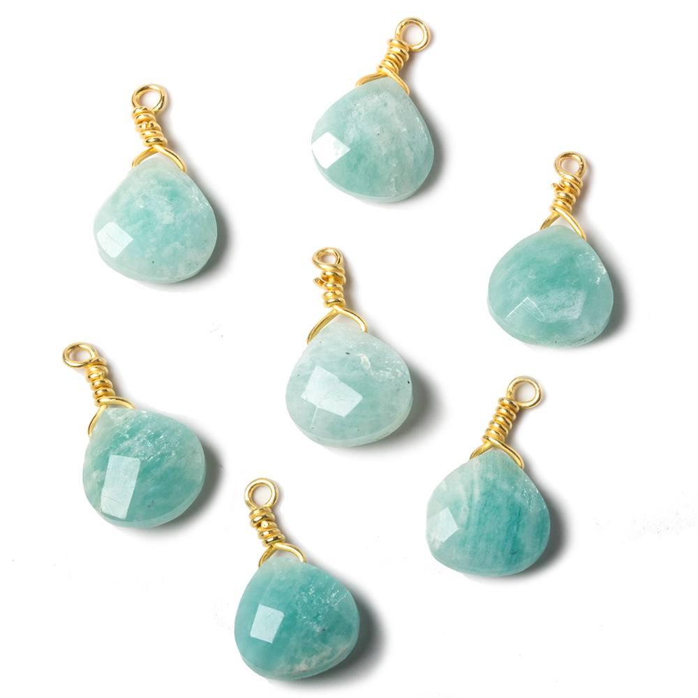 10mm Amazonite heart Vermeil Wire Wrapped Focal Bead 1 pc - The Bead Traders
