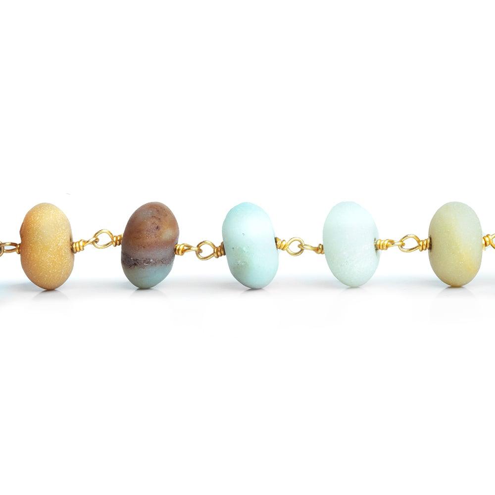 10mm Amazonite Plain Rondelles Gold Chain 25 pieces - The Bead Traders