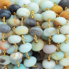 10mm Amazonite Plain Rondelles Gold Chain 25 pieces - The Bead Traders