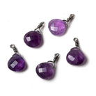 10mm Amethyst heart Black Gold Wire Wrapped Pendant 1 piece - The Bead Traders