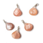 10mm Angel Skin Moonstone faceted heart Silver .925 Wire Wrapped Pendant - The Bead Traders