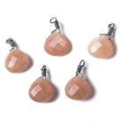 10mm Angel Skin Peach Moonstone heart Black Gold Wire Wrapped Pendant 1 pc - The Bead Traders