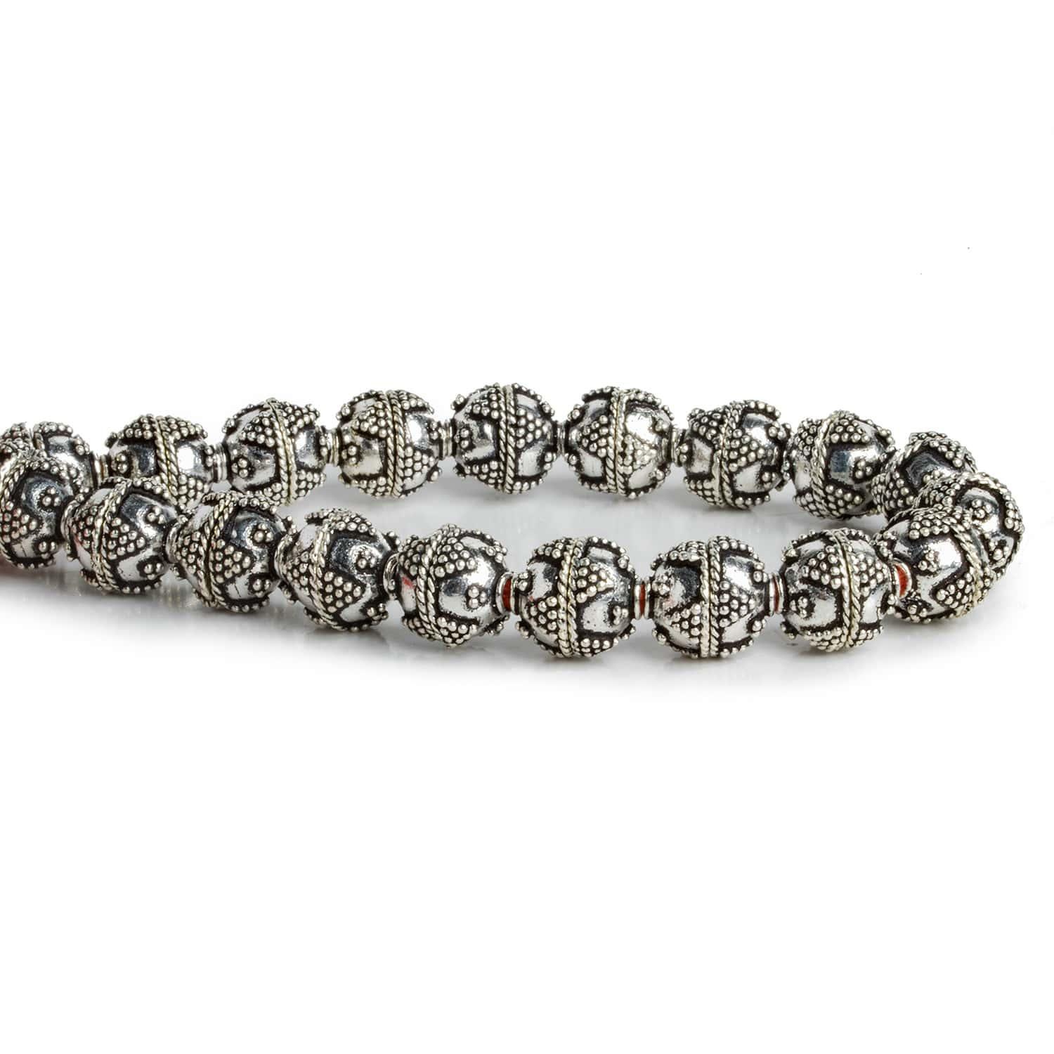 10mm Antiqued Silver Plated Copper Bead Caps 8 inch 38 beads - The Bead Traders