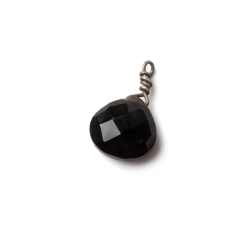 10mm Black Chalcedony faceted heart Oxidized Silver Wire Wrapped Pendant - The Bead Traders