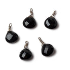 10mm Black Chalcedony faceted heart Oxidized Silver Wire Wrapped Pendant - The Bead Traders