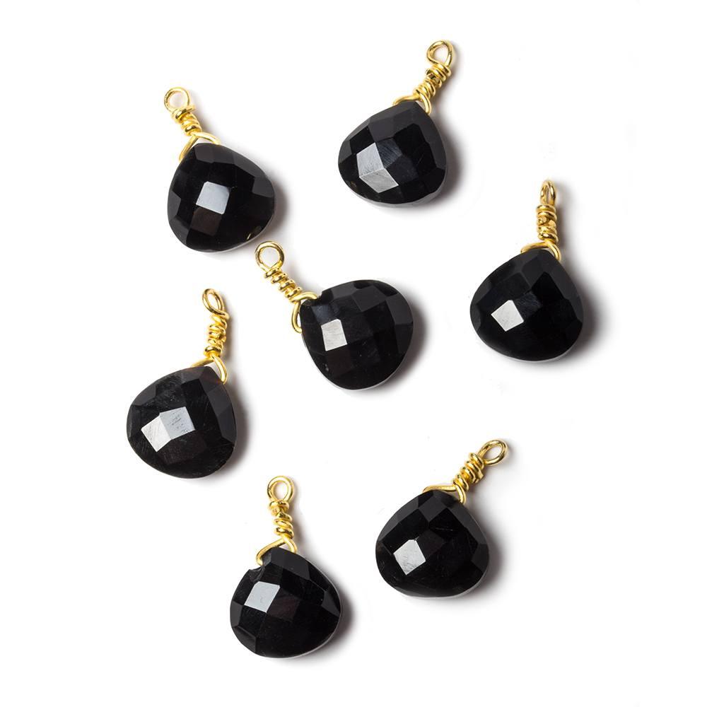 10mm Black Chalcedony heart Vermeil Wire Wrapped Pendant 1 piece - The Bead Traders