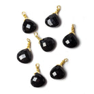 10mm Black Chalcedony heart Vermeil Wire Wrapped Pendant 1 piece - The Bead Traders
