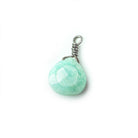 10mm Black Gold Wire Wrapped Amazonite faceted heart Pendant focal bead 1 piece - The Bead Traders