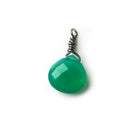 10mm Black Gold Wire Wrapped Dark Green Onyx faceted heart focal - The Bead Traders