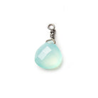 10mm Black Gold Wire Wrapped Sea Blue Chalcedony faceted heart Pendant focal bead 1 piece - The Bead Traders