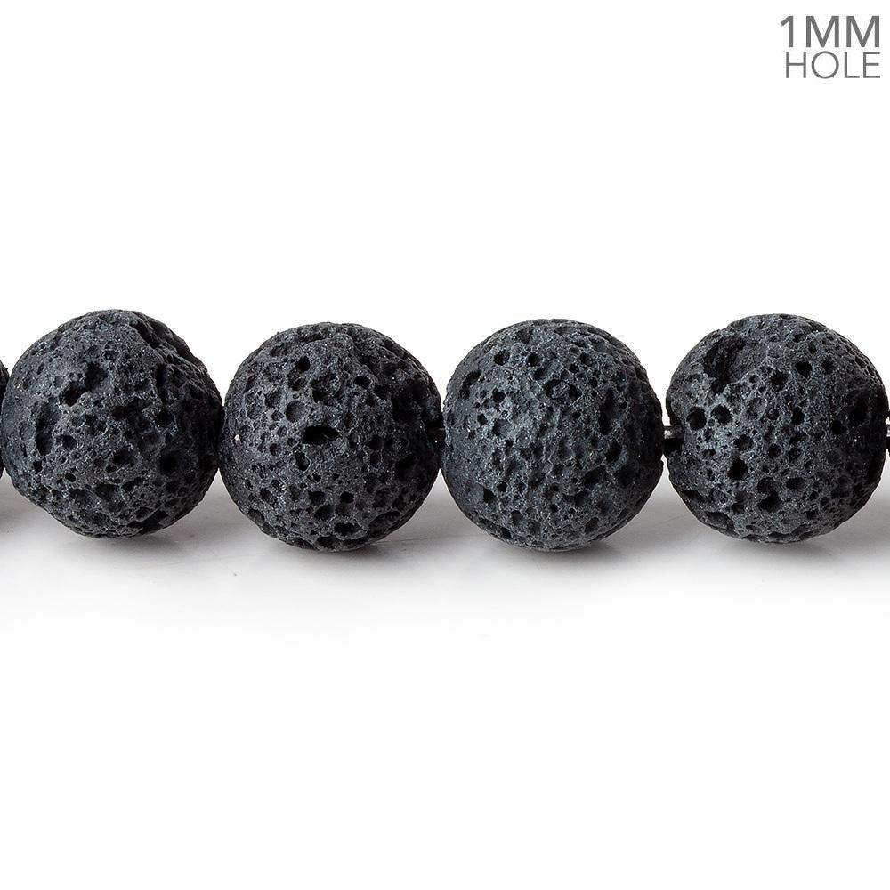 10mm Black Lava Rock Round Beads 15 inch 39 pcs - The Bead Traders
