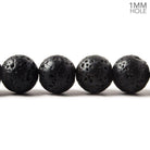 10mm Black Lava Rock Round Waxed Beads 15 inch 38 pieces - The Bead Traders