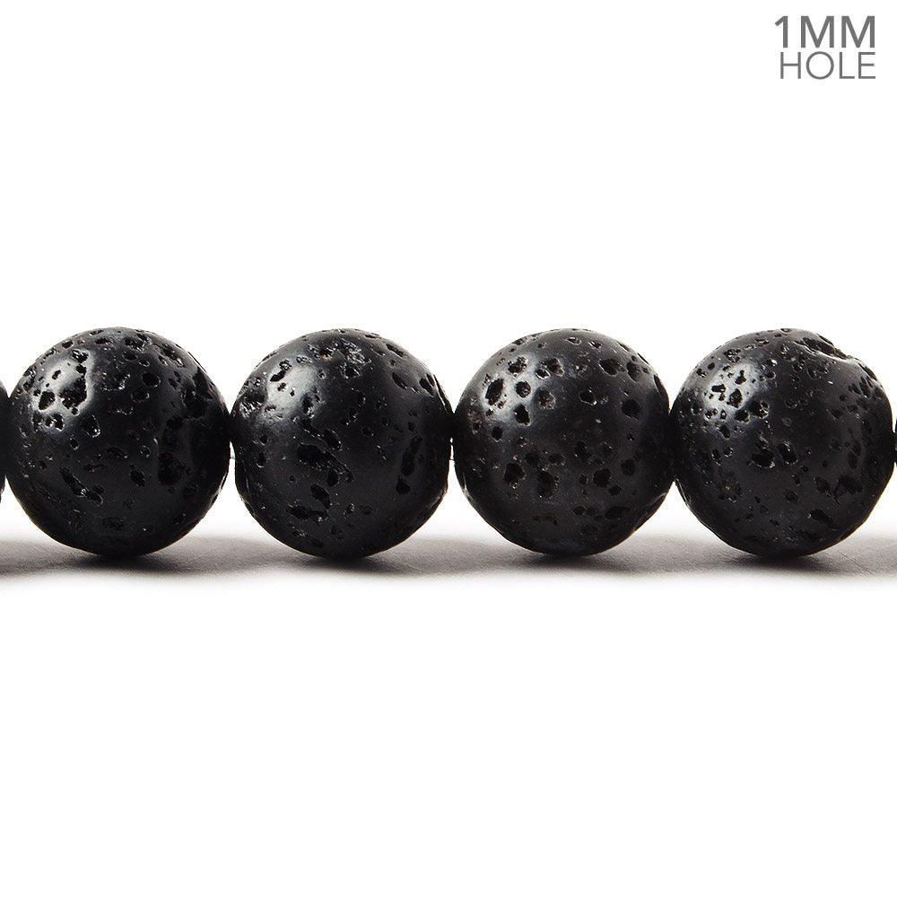 10mm Black Lava Rock Round Waxed Beads 15 inch 38 pieces - The Bead Traders