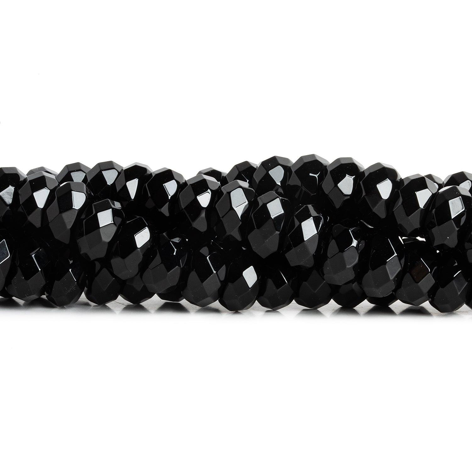 10mm Black Onyx Faceted Rondelles 15 inch 68 beads - The Bead Traders