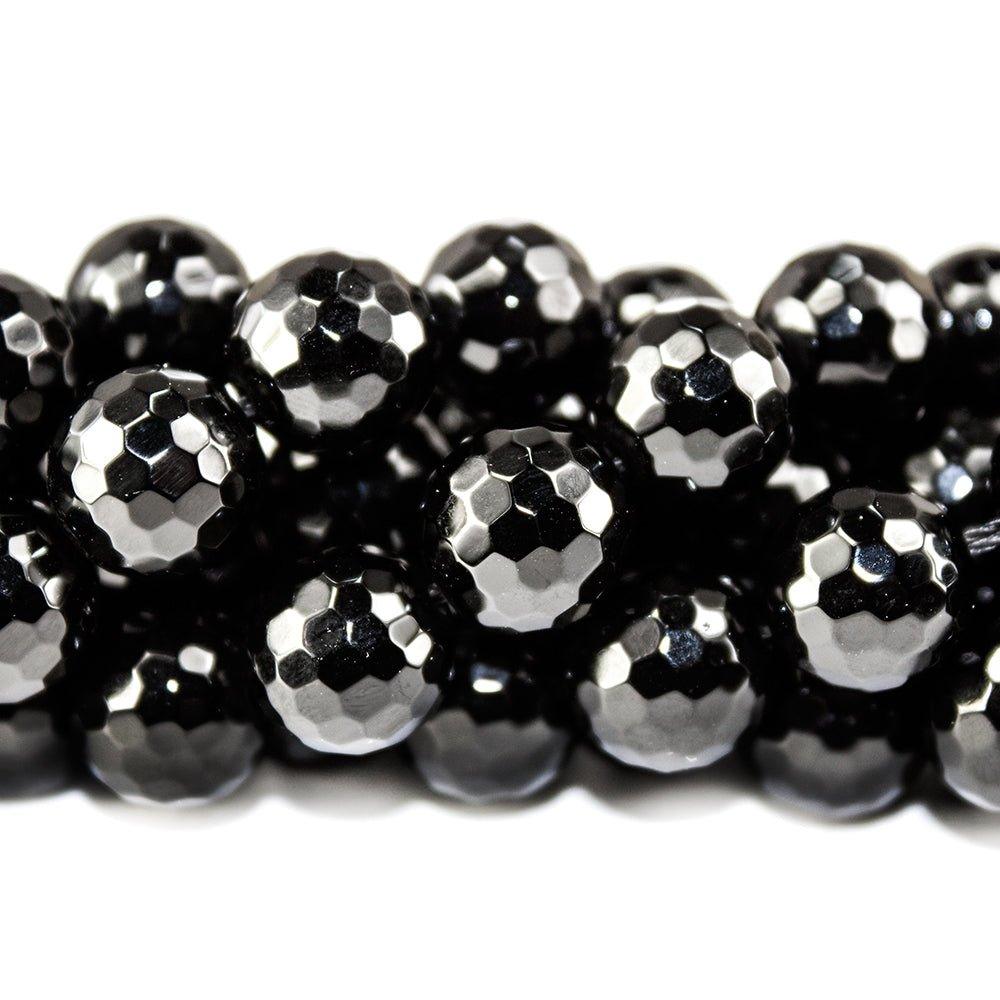 10mm Black Onyx faceted round Beads 15 inch 39 pieces - The Bead Traders