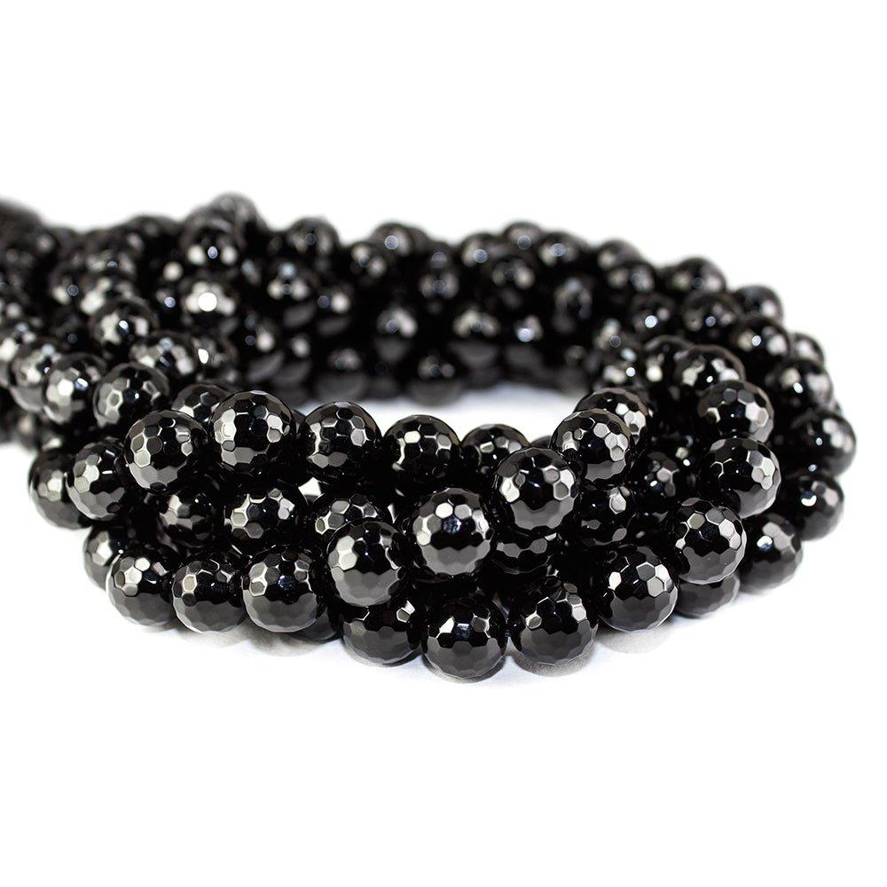 10mm Black Onyx faceted round Beads 15 inch 39 pieces - The Bead Traders
