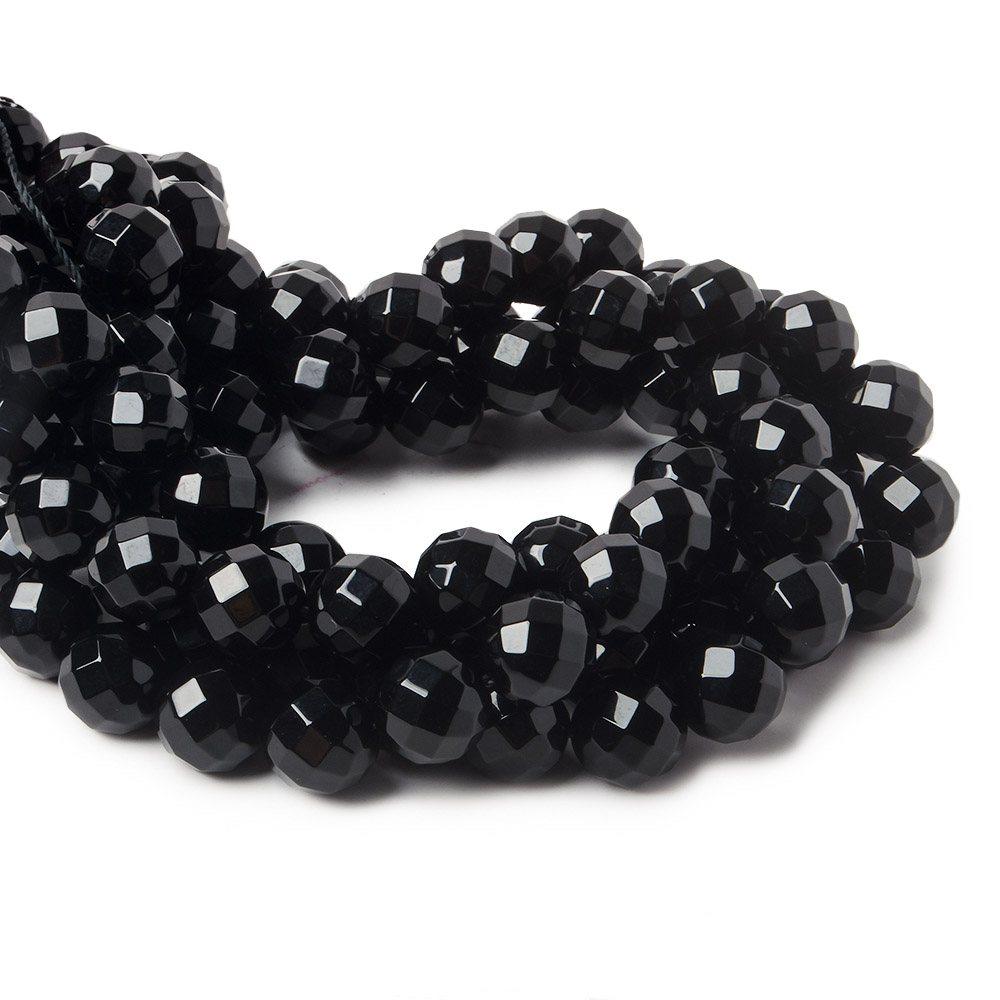 10mm Black Onyx faceted round beads 64 facet 15 inch 39 pieces - The Bead Traders