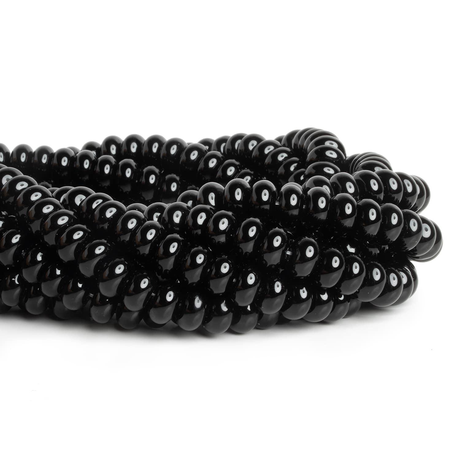 10mm Black Onyx Plain Rondelles 15 inch 65 beads - The Bead Traders