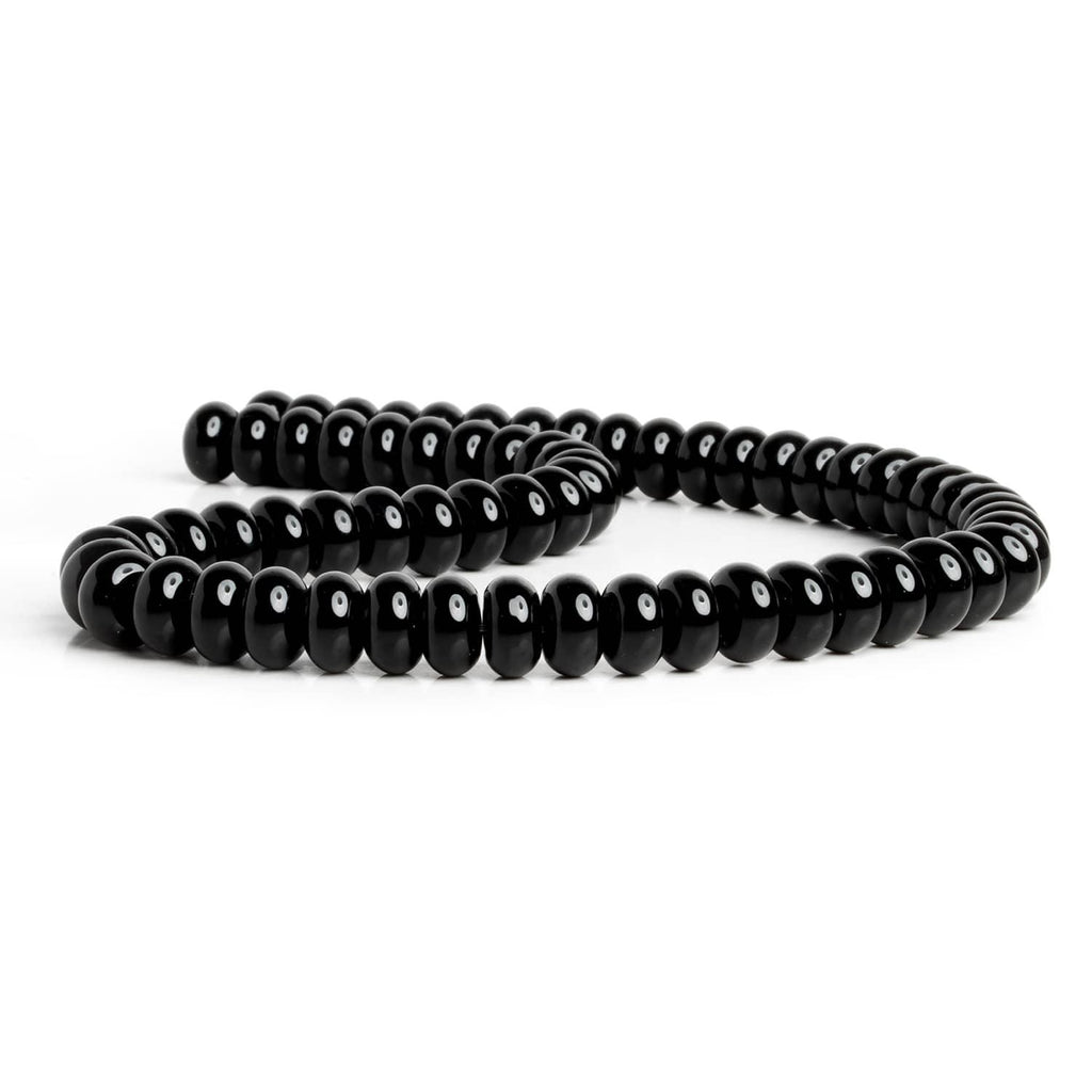 10mm Black Onyx Plain Rondelles 15 inch 65 beads - The Bead Traders