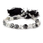 10mm Black Tourmalinated Quartz Faceted Coin 8 inch 22 beads A - The Bead Traders