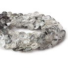 10mm Black Tourmalinated Quartz Faceted Coin 8 inch 22 beads A - The Bead Traders
