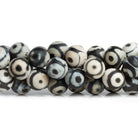 10mm Black & White Evil Eye Agate 15 inch 35 beads - The Bead Traders