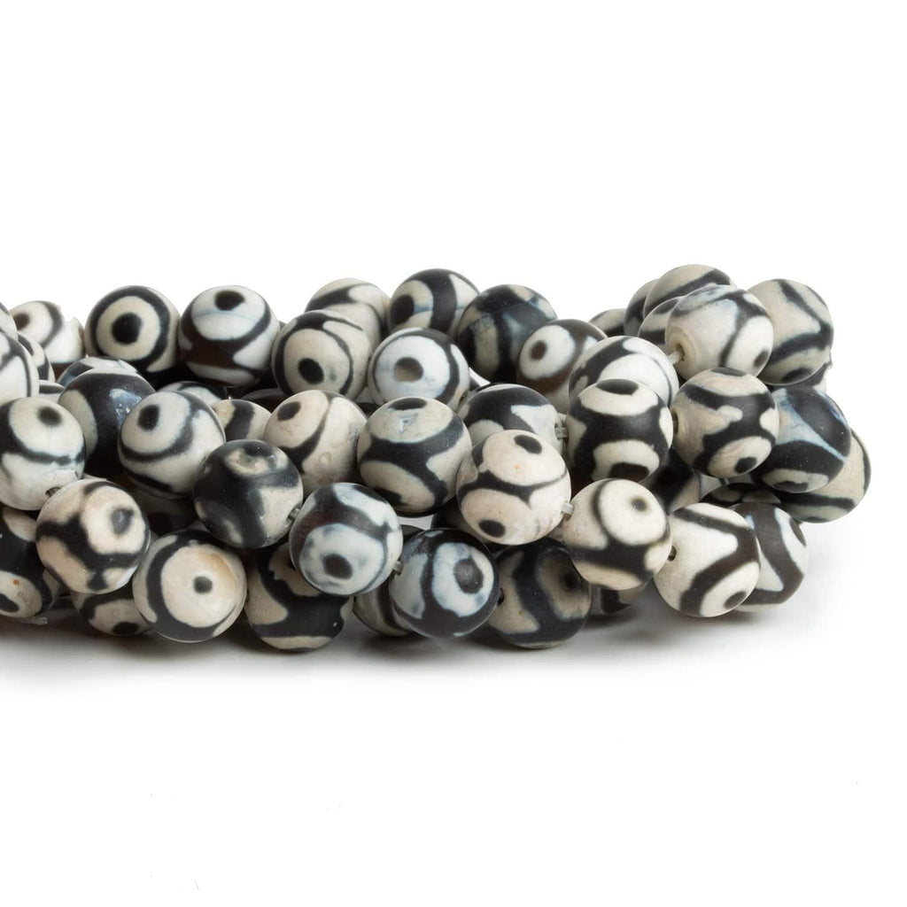 10mm Black & White Evil Eye Agate 15 inch 35 beads - The Bead Traders