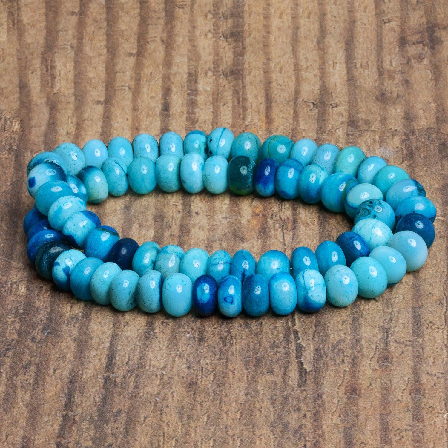 10mm Blue Green Opal Plain Rondelles 16 inch 63 beads - The Bead Traders