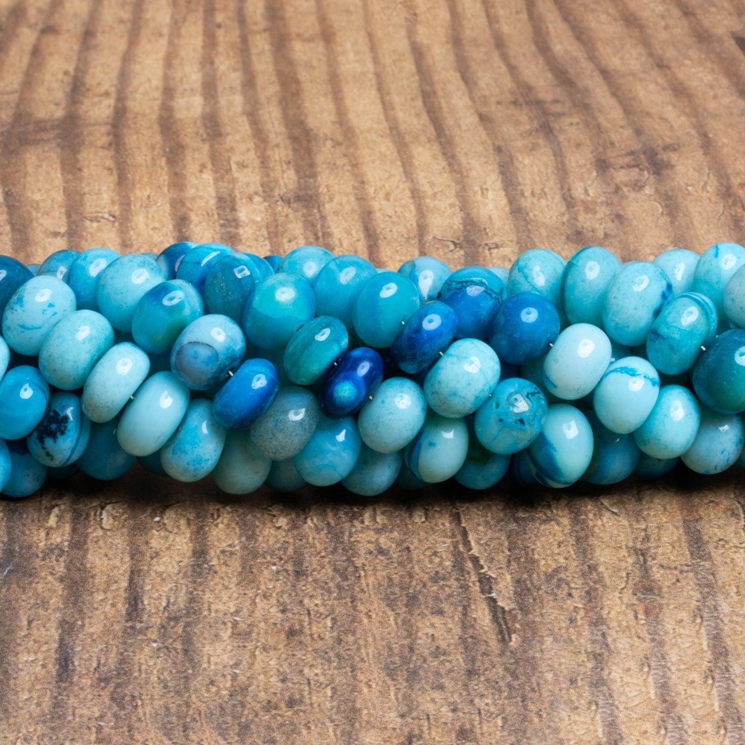 10mm Blue Green Opal Plain Rondelles 16 inch 63 beads - The Bead Traders