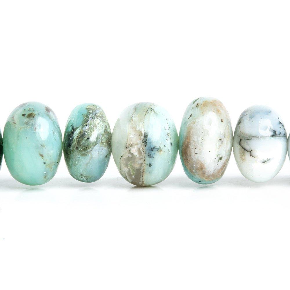 10mm Blue Peruvian Opal Plain Rondelle Beads 16 inch 63 pieces - The Bead Traders