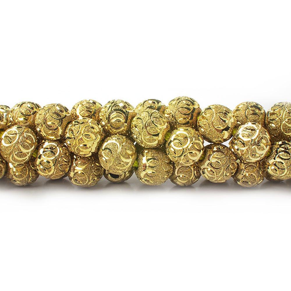 10mm Brass Diamond Cut Circle Round Beads, 8 inch - The Bead Traders