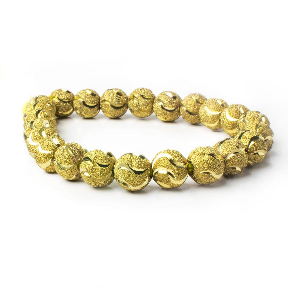 10mm Brass Diamond Cut Crescent Round Beads, 8 inch - The Bead Traders