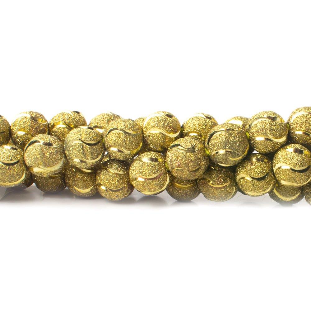 10mm Brass Diamond Cut Crescent Round Beads, 8 inch - The Bead Traders