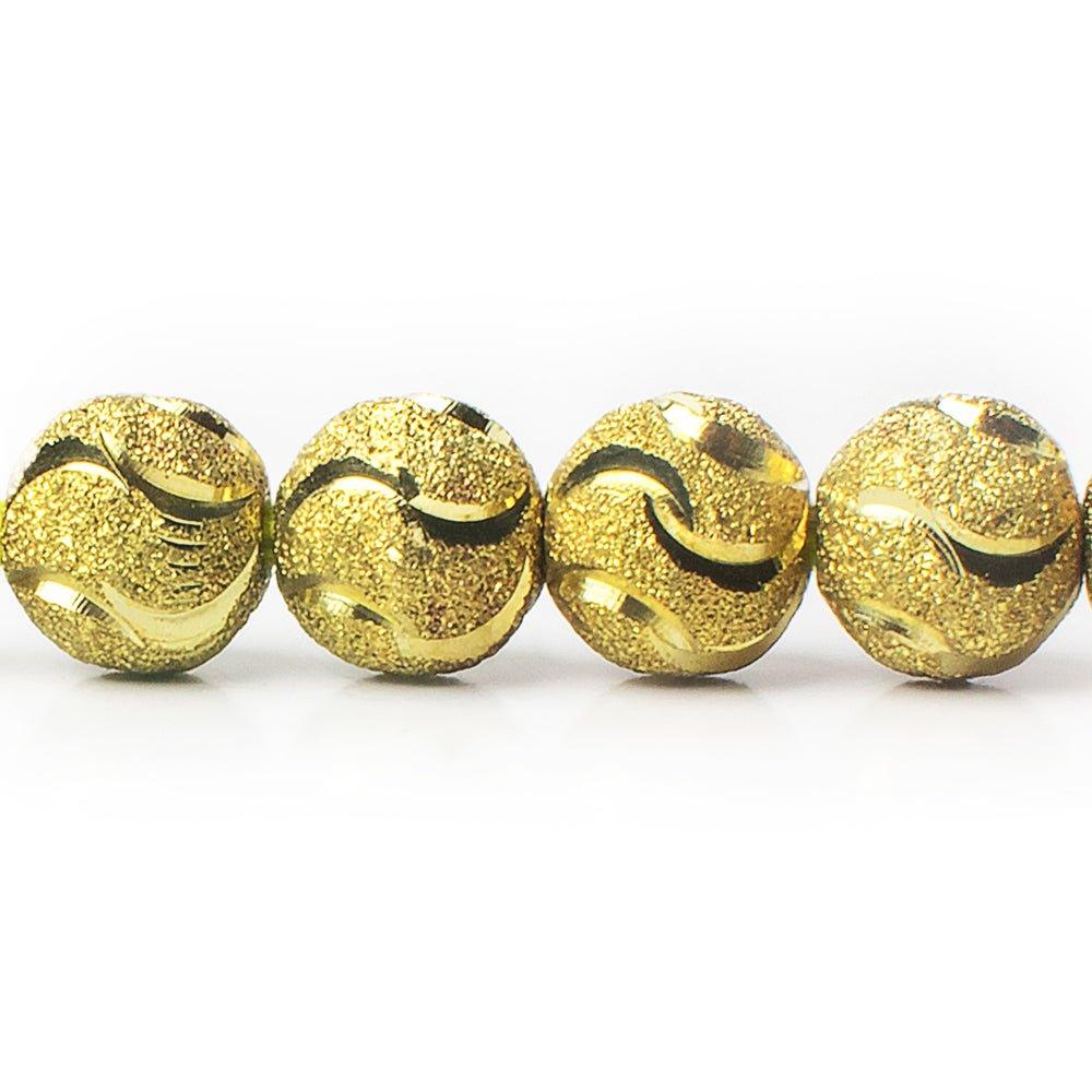 10mm Brass Diamond Cut Crescent Round Beads, 8 inch - The Bead Traders