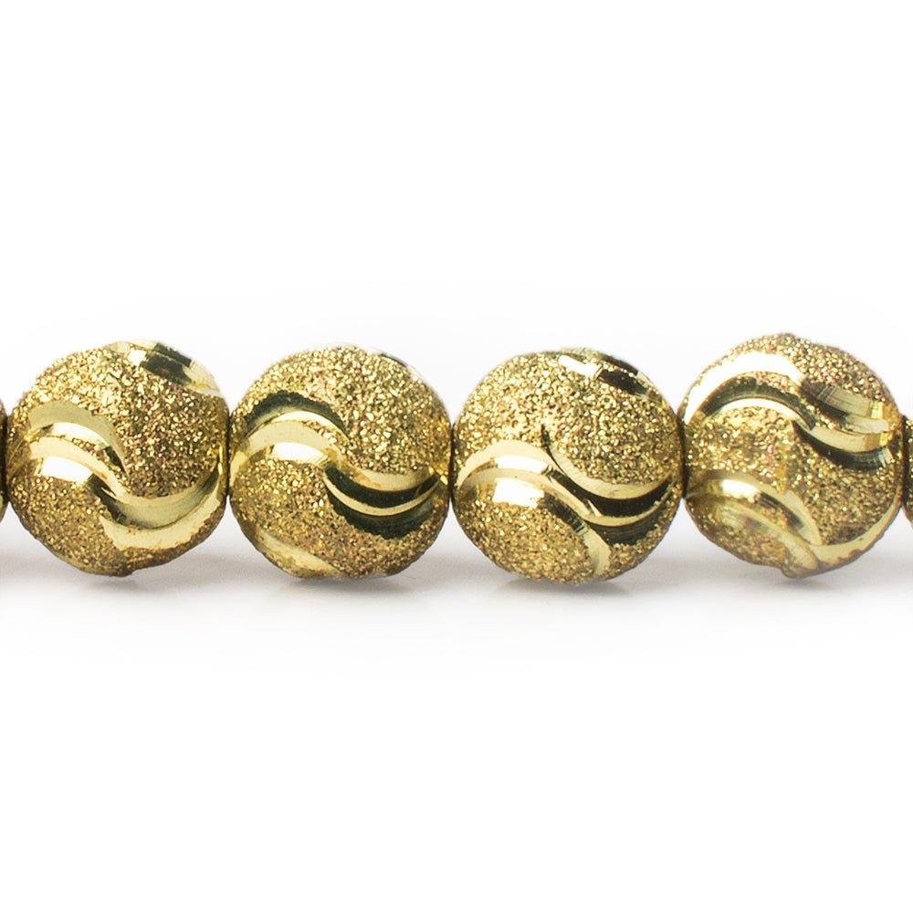 10mm Brass Diamond Cut Double Wave Round Beads, 8 inch - The Bead Traders