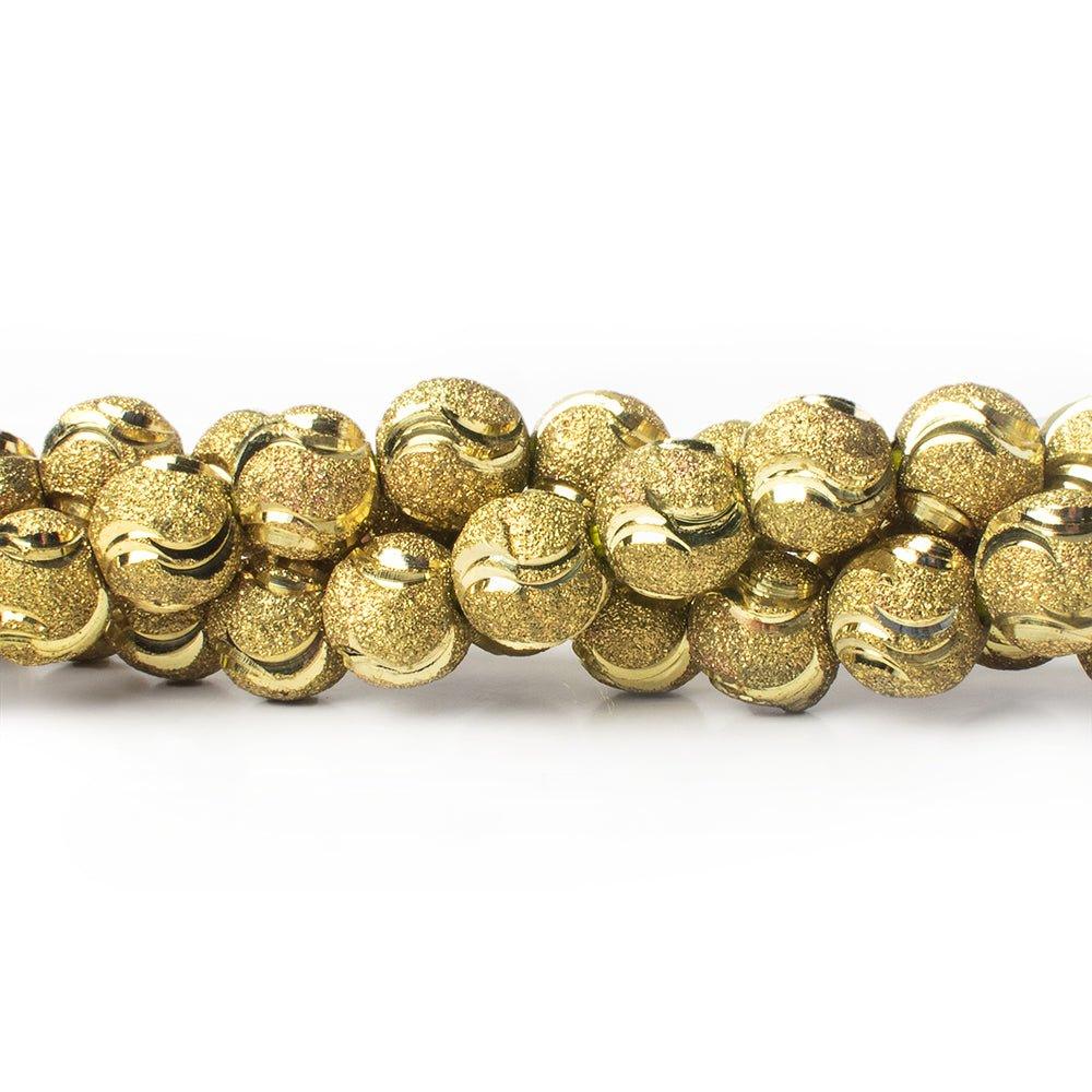 10mm Brass Diamond Cut Double Wave Round Beads, 8 inch - The Bead Traders