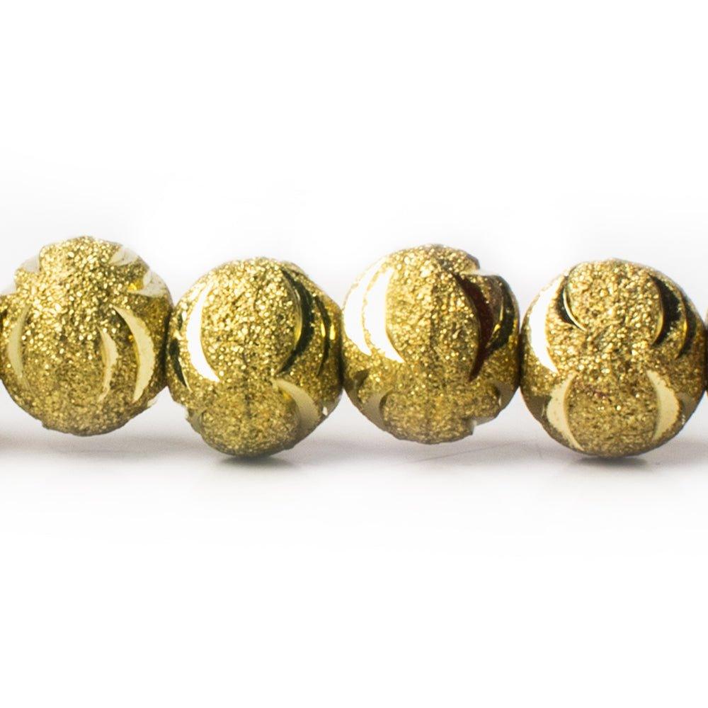 10mm Brass Diamond Cut Scalloped Round Beads, 8 inch - The Bead Traders