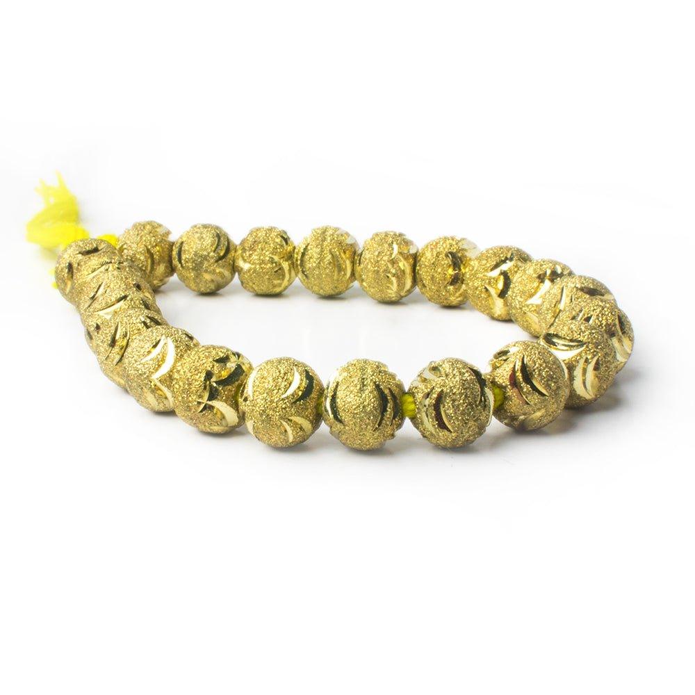 10mm Brass Diamond Cut Scalloped Round Beads, 8 inch - The Bead Traders