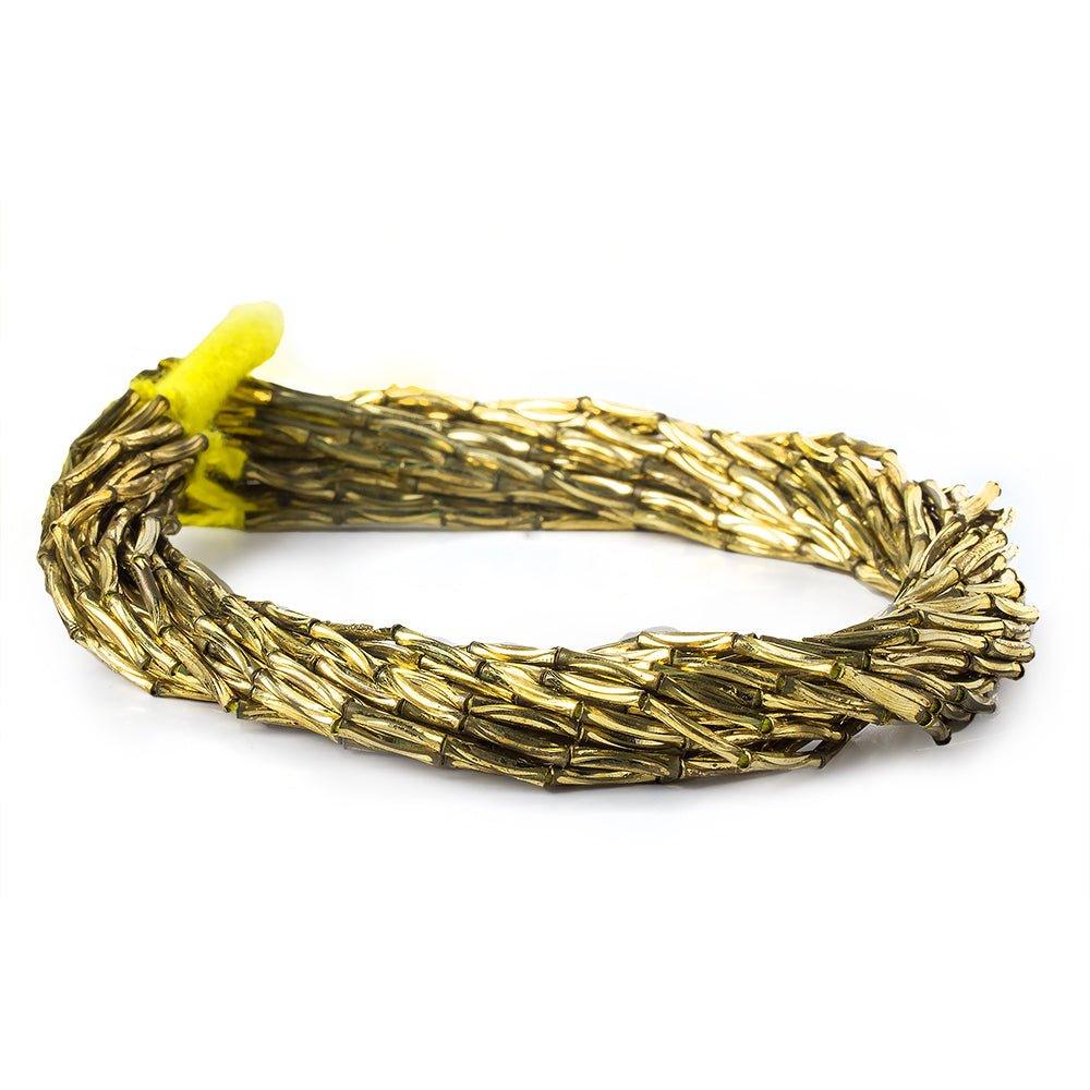 10mm Brass Grooved Wave Tube Beads, 8 inch - The Bead Traders