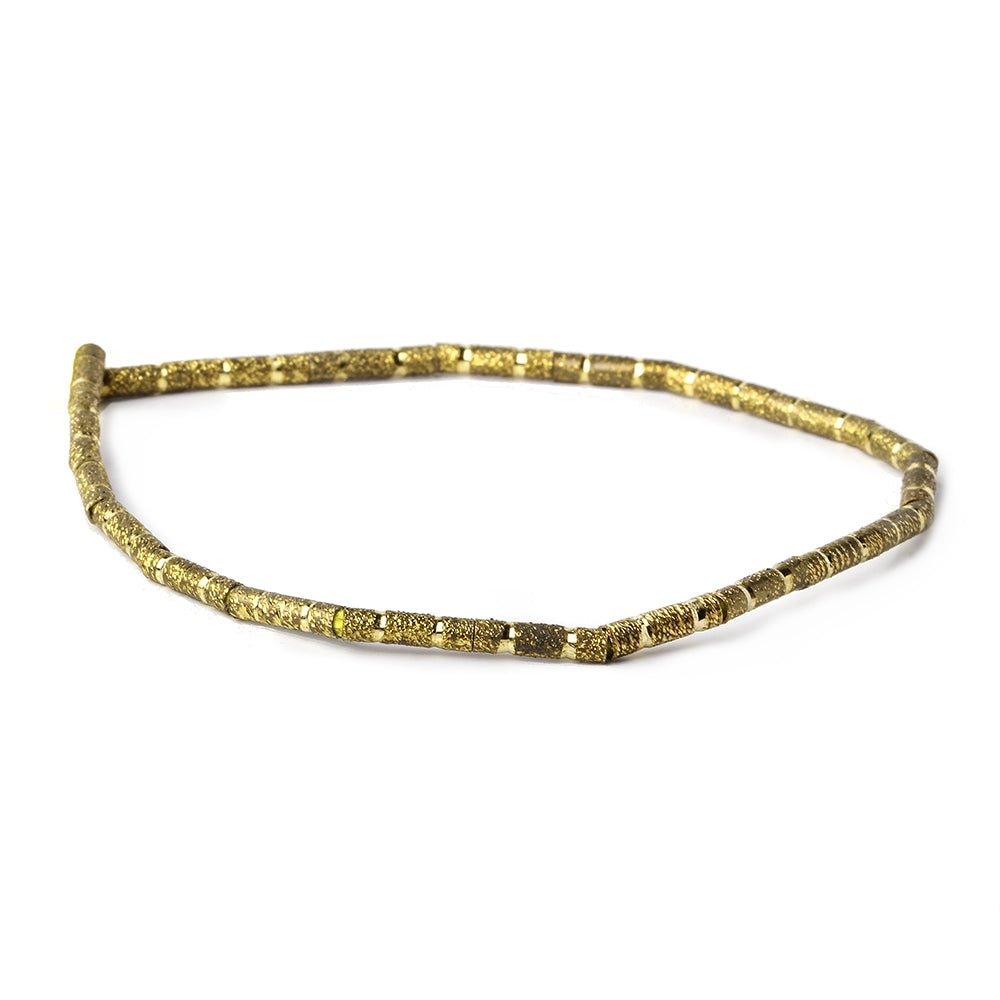 10mm Brass Textured Double Stripe Tube Beads, 8 inch - The Bead Traders