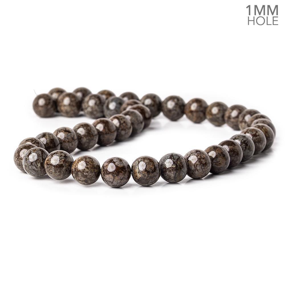 10mm Brown Snowflake Jasper plain rounds Large 1mm Hole 15 inch 38 beads - The Bead Traders