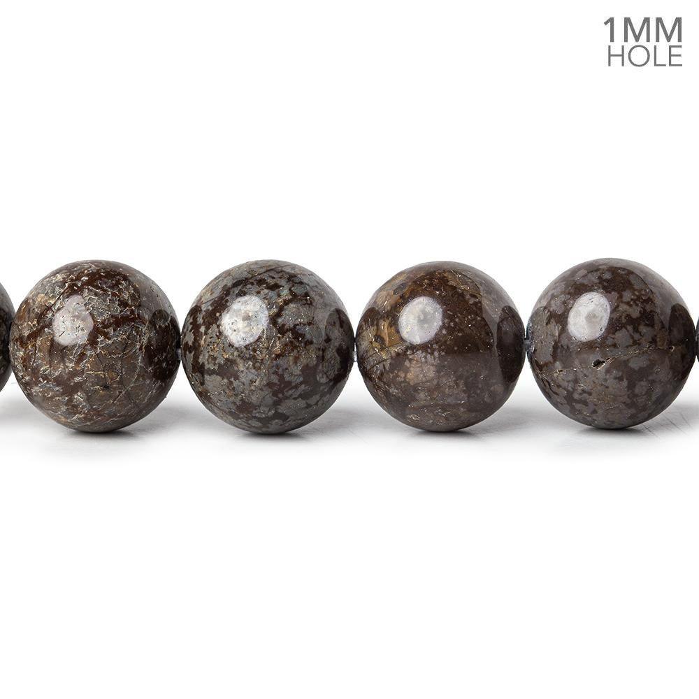 10mm Brown Snowflake Jasper plain rounds Large 1mm Hole 15 inch 38 beads - The Bead Traders