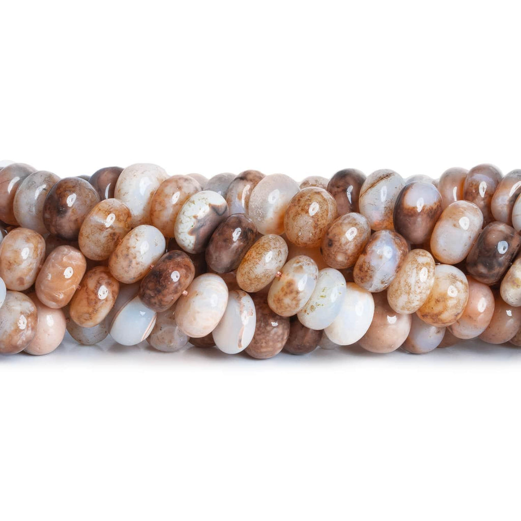 10mm Brown & White Opal Plain Rondelles 16 inch 70 beads - The Bead Traders