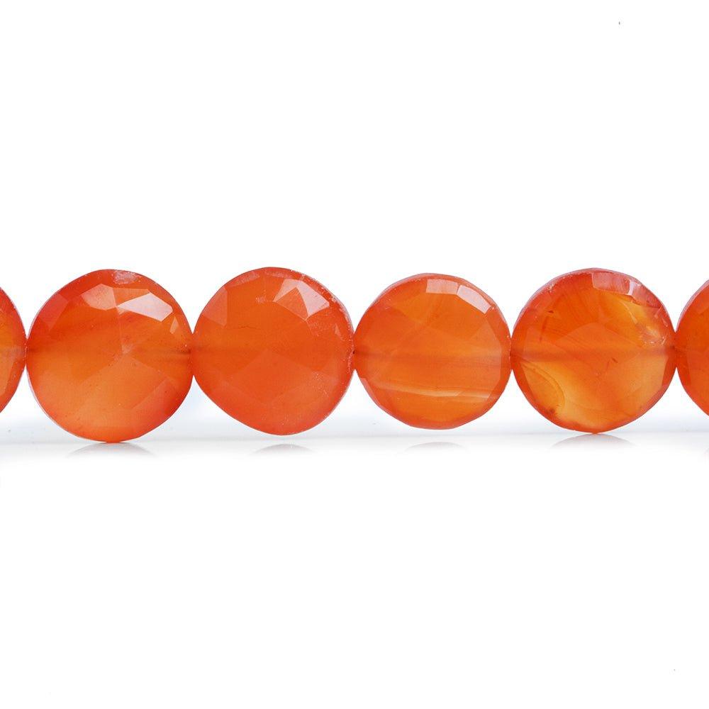 10mm Carnelian Faceted Coin Beads 7 inch 17 pieces - The Bead Traders