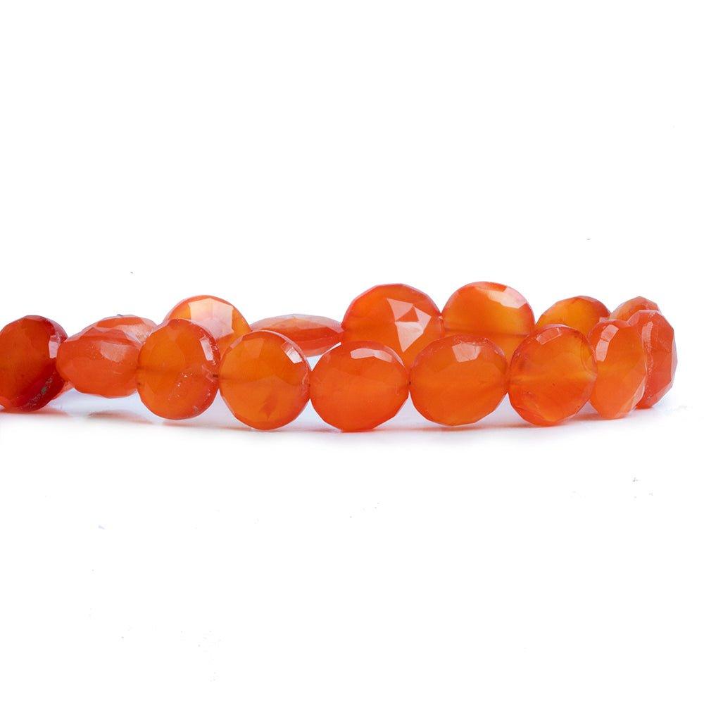 10mm Carnelian Faceted Coin Beads 7 inch 17 pieces - The Bead Traders