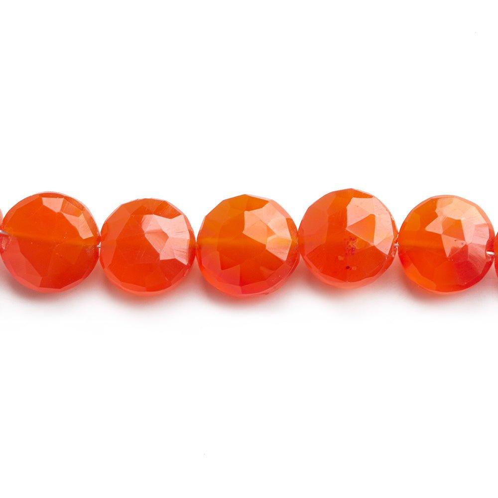 10mm Carnelian faceted coins 7.5 inch 21 beads - The Bead Traders