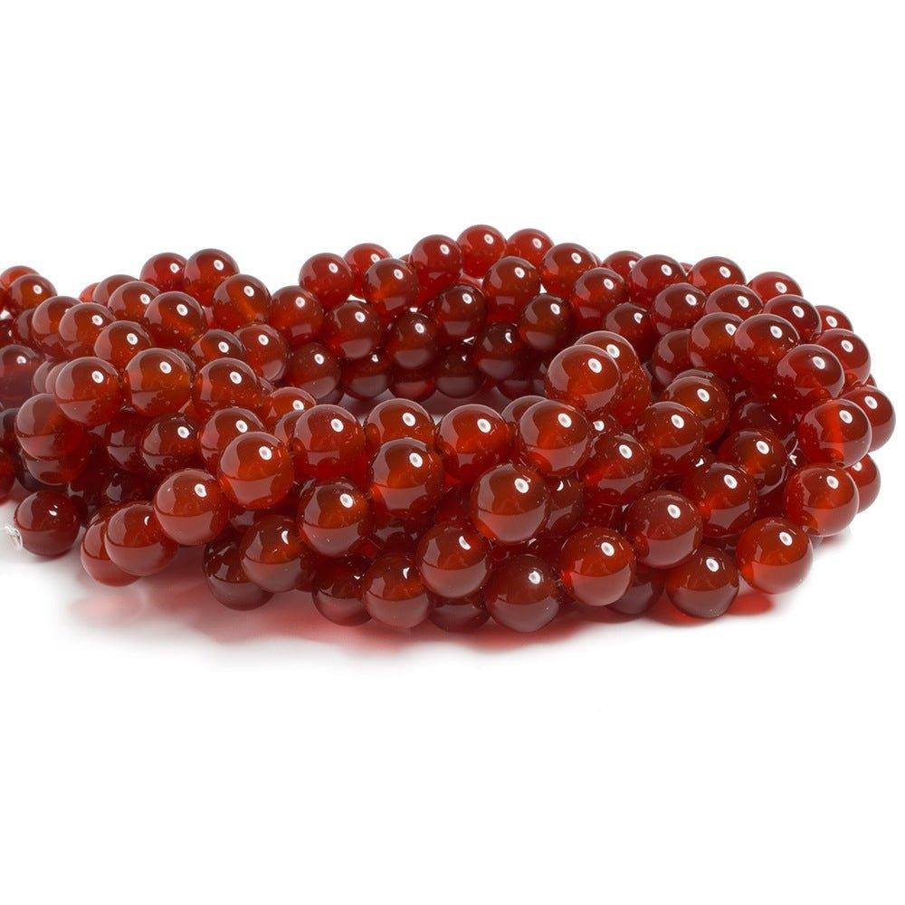 10mm Carnelian plain round beads 15 inch 39 pieces - The Bead Traders