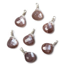 10mm Chocolate Moonstone heart .925 Silver Wire Wrapped Pendant 1 pc - The Bead Traders